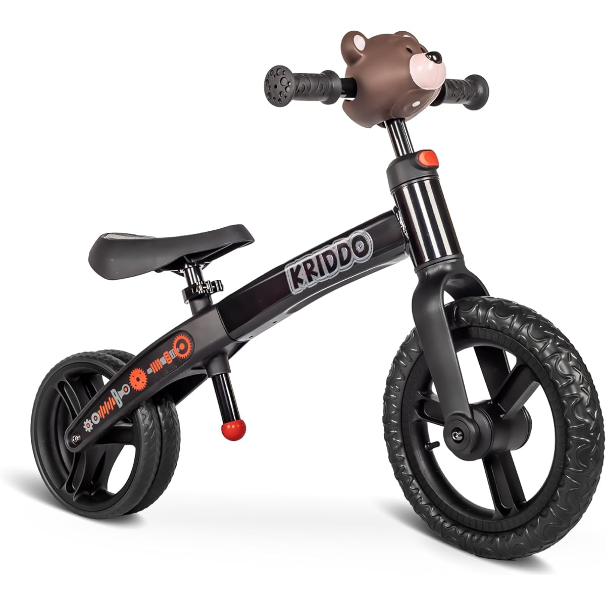 KRIDDO Toddler Balance Bike for 2 Years 24 Months to 5 Years, Modern Style Early Learning Interactive Push Bicycle Gift Bike for 2-5 Year Old Boys and Girls, Dual Rear Wheels, Black