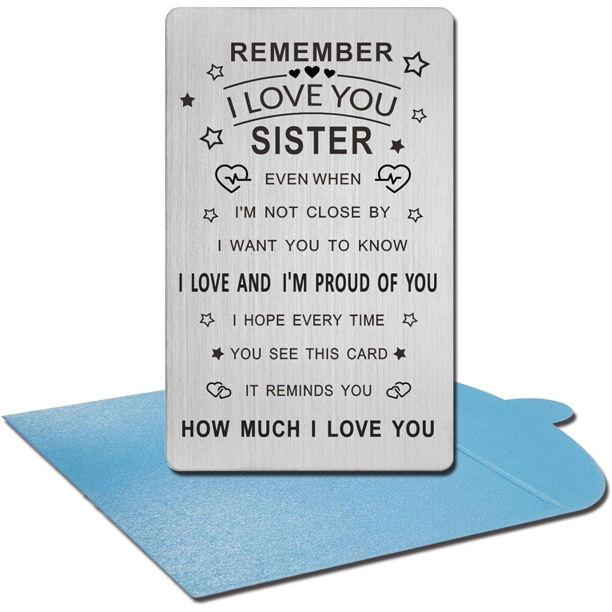 EE&YU Sister Gifts from Sister, Sister Birthday Gifts for Women, My Sister Mother's Day Cards, I Love You Sister Gifts, Proud Sister Graduation Gifts, Sister Christmas Engraved Wallet Cards