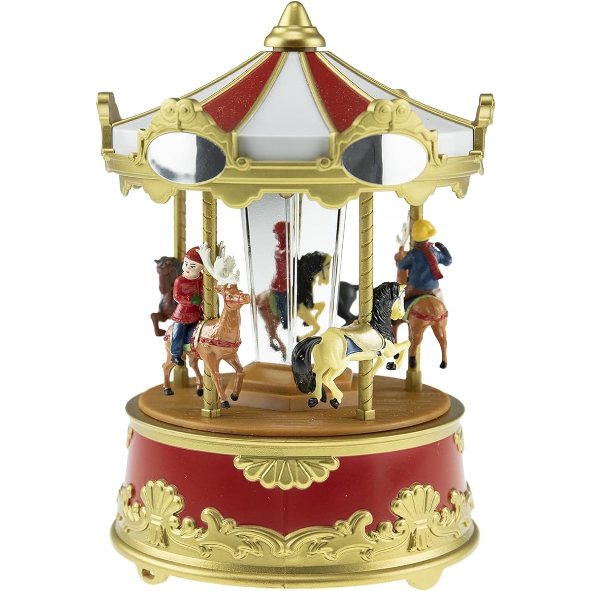 Clever Creations Christmas Mini Carousel Music Box LED Light Show Musical Decoration