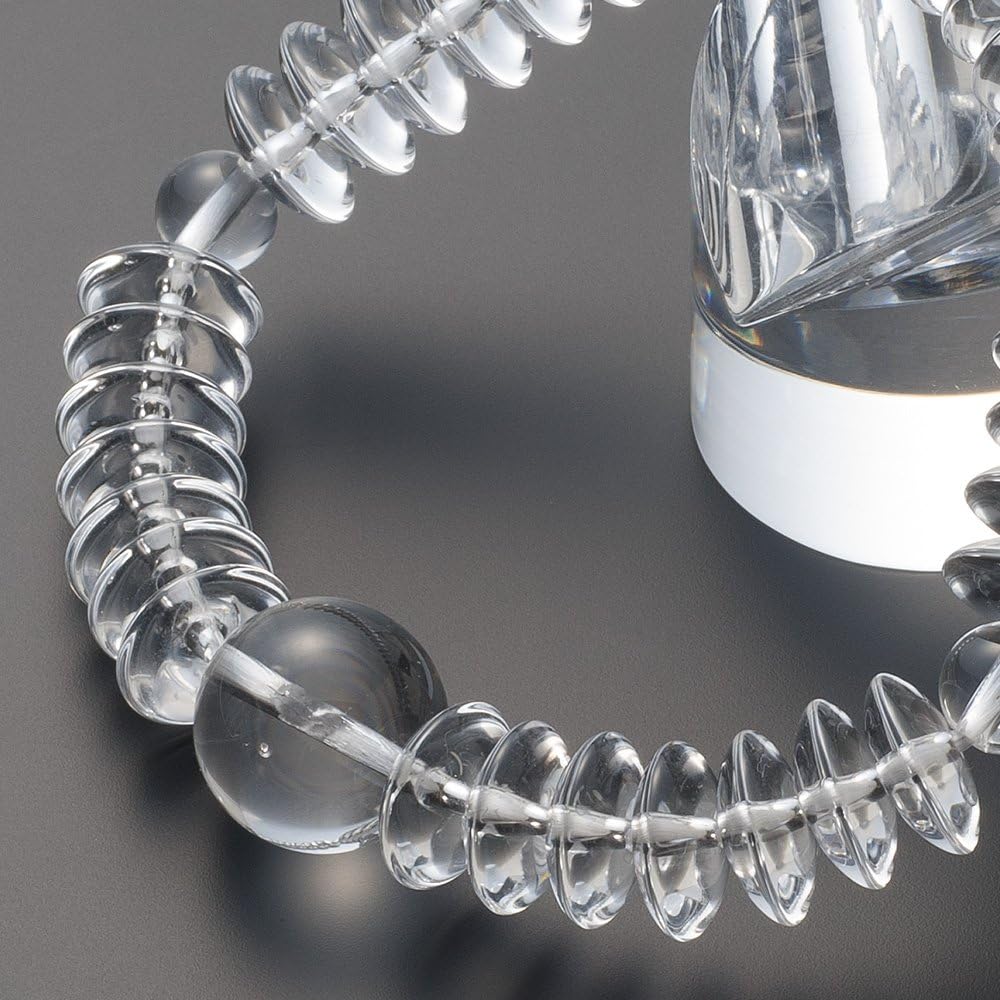 Buddhist Altar Shop Takita Shoten Specially Selected Bracelet Prayer Beads Natural Stone Bracelet Genuine Crystal Flat Beads 12 x 5mm Beads Inner Circumference Approximately 17.5cm◆ Prayer Beads Bracelet, Large Beads, Prayer Beads Bracelet, Power Stone,