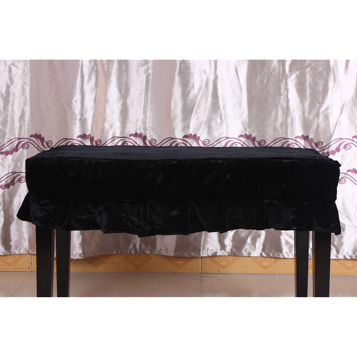TUOREN Universal Piano Stool Chair Bench Dust Protection Cover for Piano Dual Seat Bench (Black)
