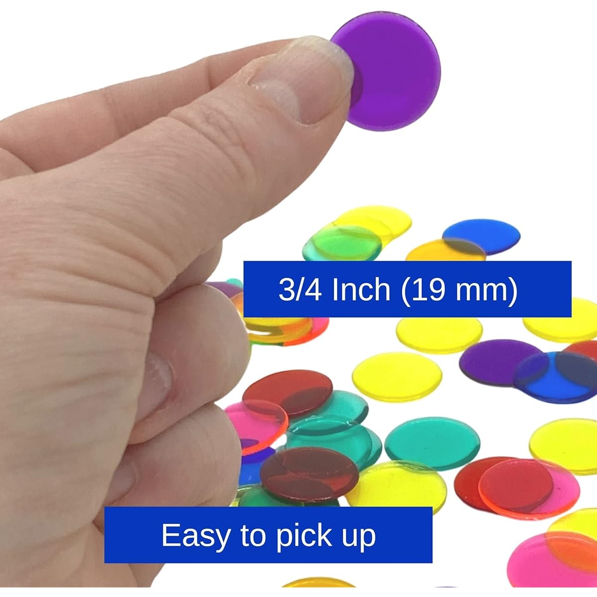 3/4 Inch Counting Bingo Chips in 12 Clear and 6 Solid Colors - Bag of 1,000 by Mr. Chips, Inc - Yellow