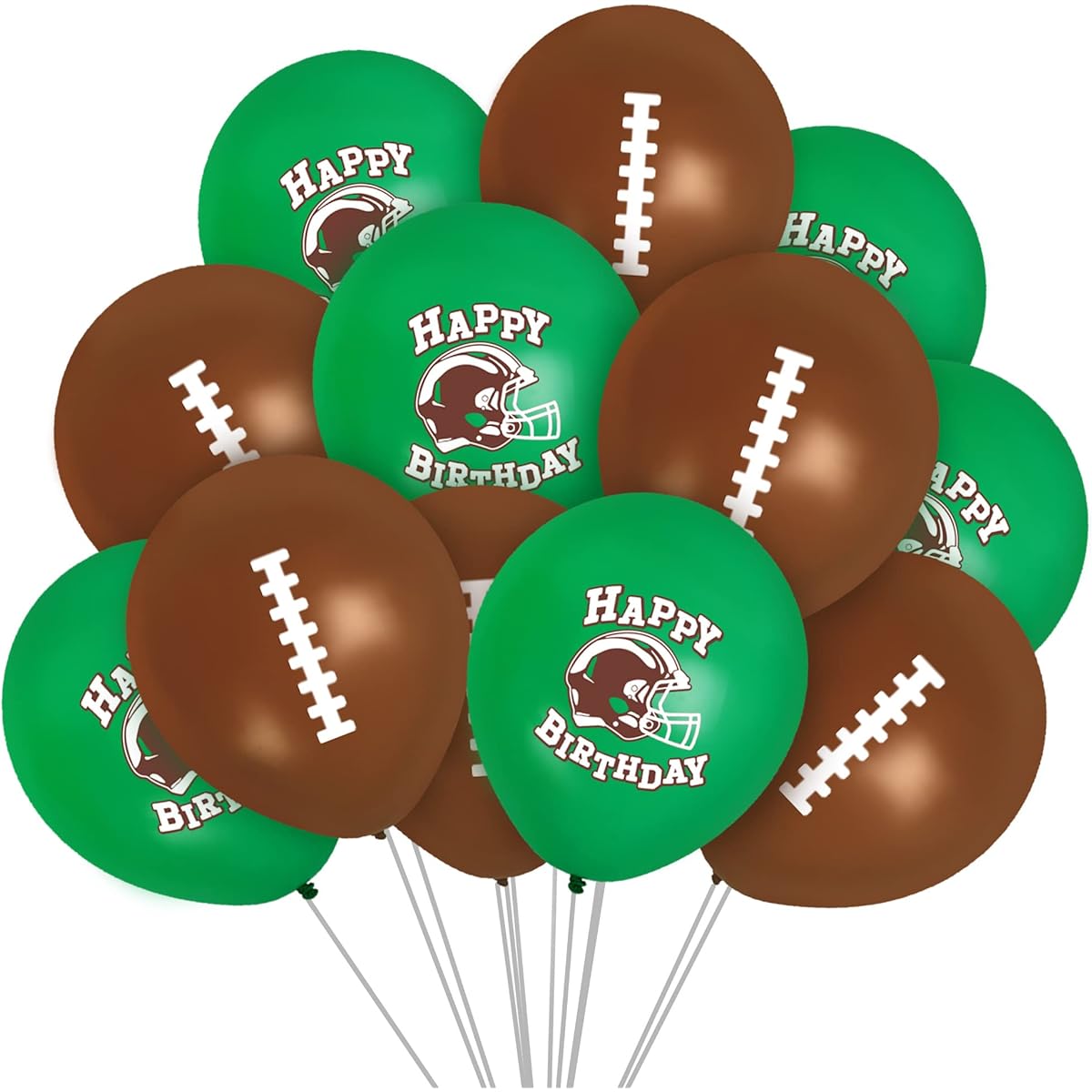 Treasures Gift Birthday Football Balloons - 12 Pack - Football Helium Balloons - 12 Inch Happy Birthday Balloons - Football Decorations - Football Party Supplies - Football Decorations - Sports Balloons