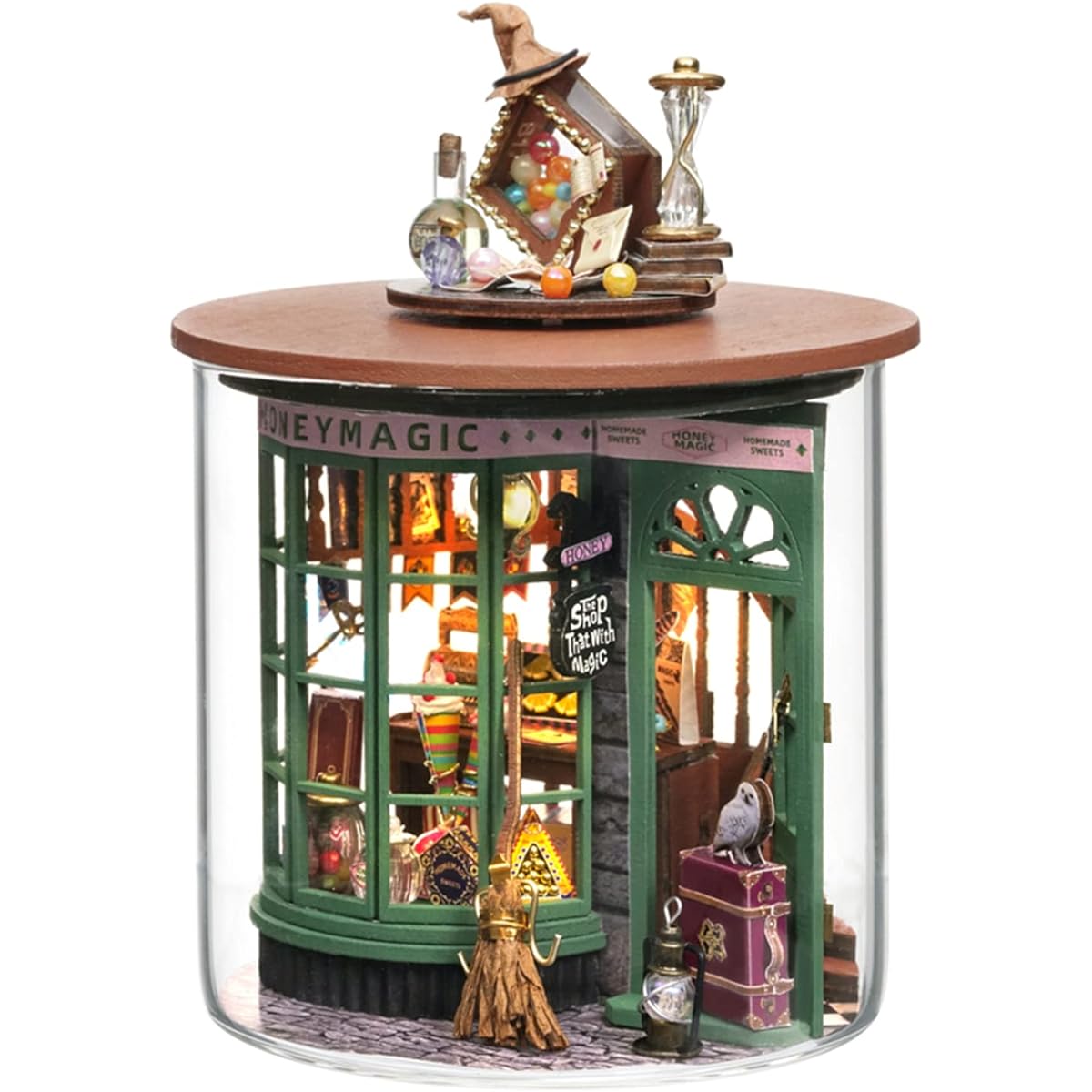 Kisoy Romantic Cute Dollhouse Miniature DIY House Kit Creative Room Perfect DIY Gift for Friends, Lovers and Family (Magical Shop)