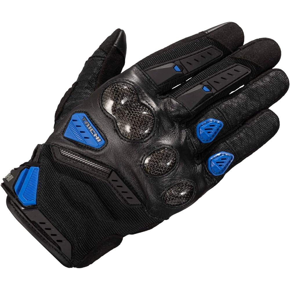RS TAICHI Motorcycle Riding Gloves Spring/Summer Mesh Breathable Touch Panel Compatible Built-in Protector Carbon Velocity Mesh Gloves RST444 BLACK/GRAY M