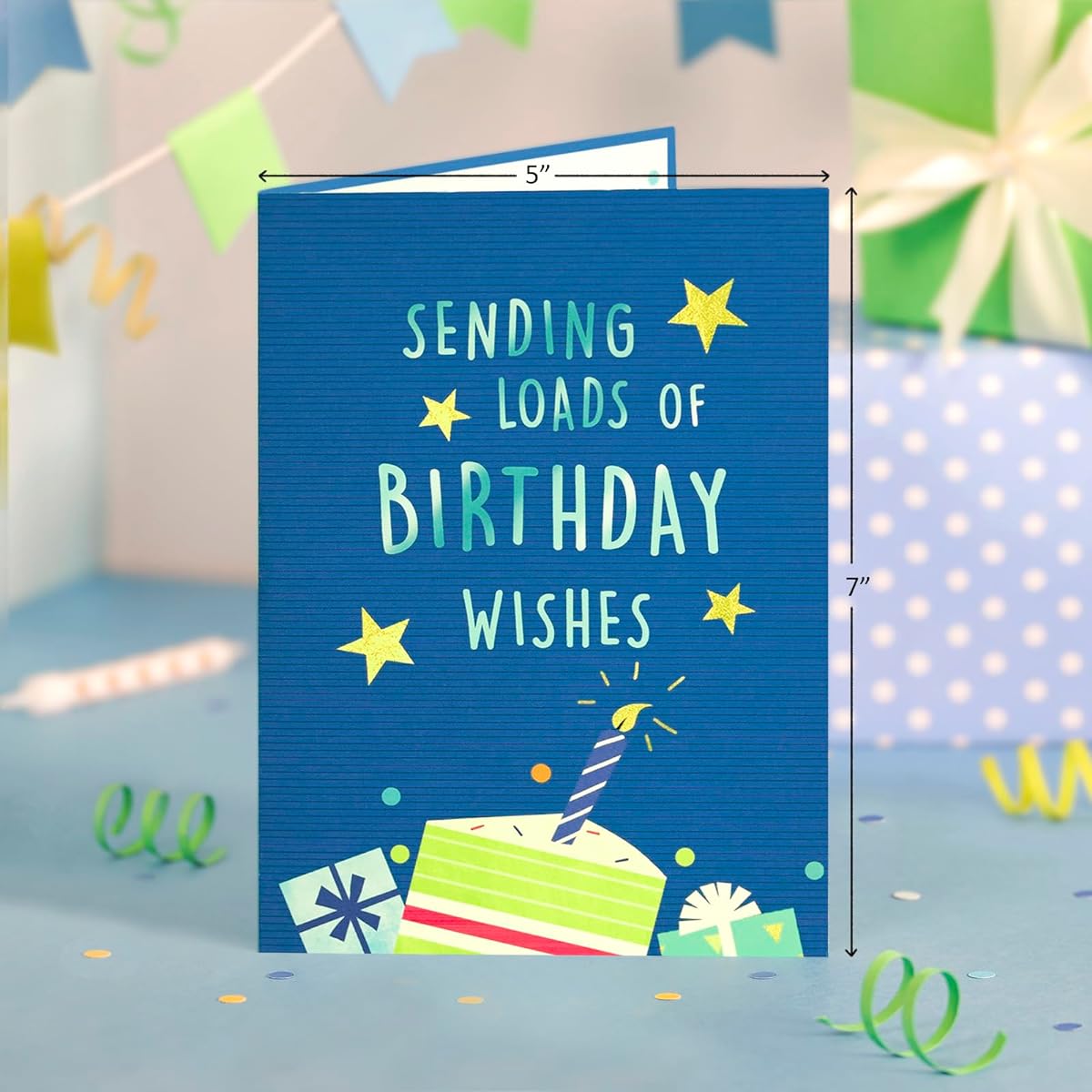 POPWOW Birthday Pop Up Card Beetle Bug Blue Car with Cake and Candles Wishes Lots of Gifts Balloon 3D Greeting Cards Ideal Gift for Kids/Son/Daughter/Boy/Girl/Granddaughter/Granddaughter 5x7 Inch
