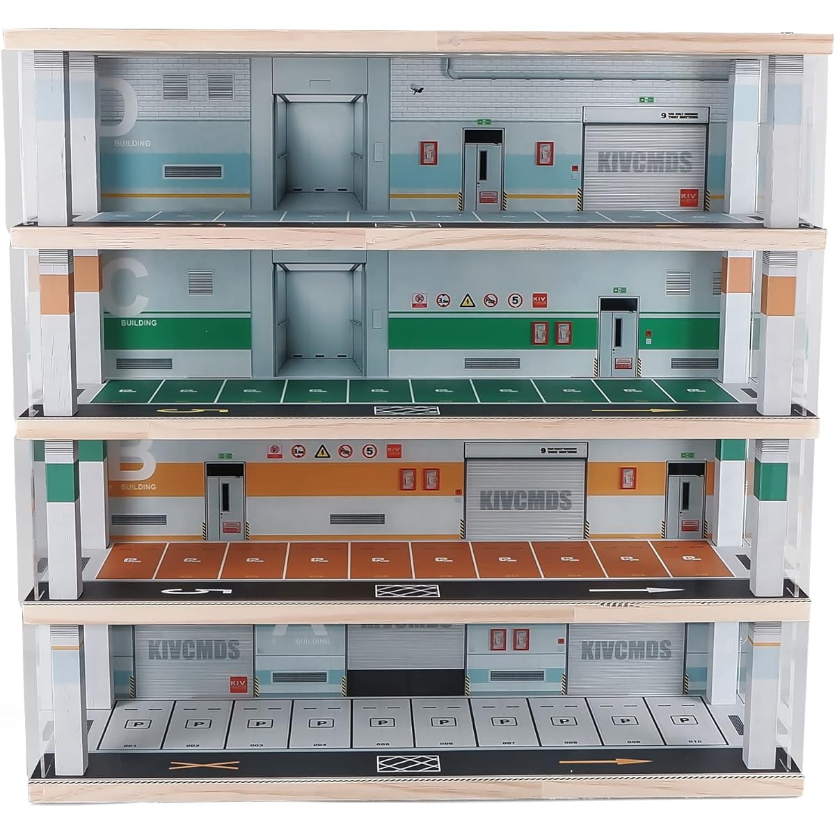 kivcmds 1:64 Scale Alloy Car Model Display Case Suitable for collecting hot wheels and diecast cars Lighted Scene Parking Lot 40th Floor Parking Space (Underground Garage Scene)