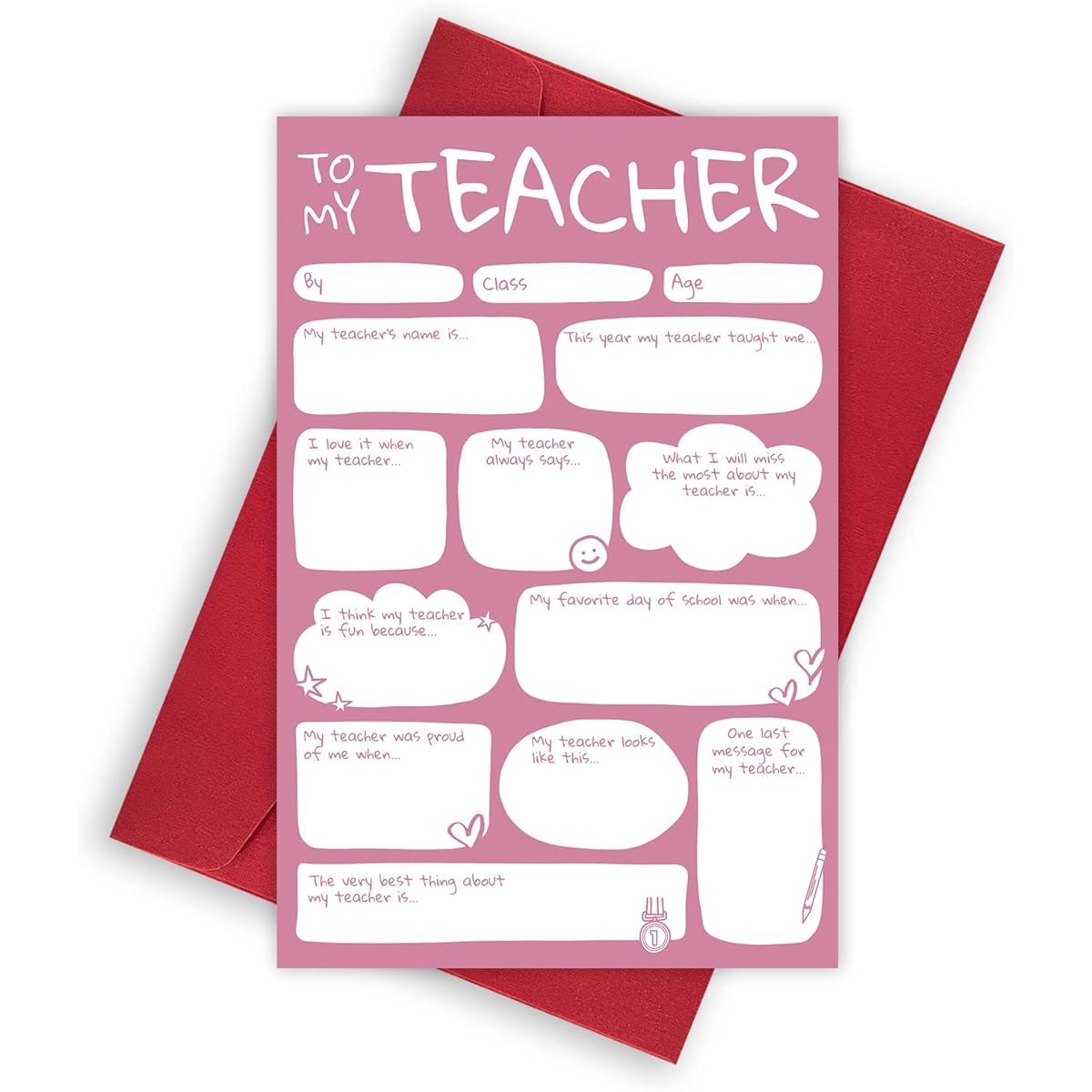 Ulbeelol Funny Teacher Cards Thank You Teacher Cards Teacher Appreciation Cards Fill In The Blanks Cards for Teachers DIY Cute Teacher Cards