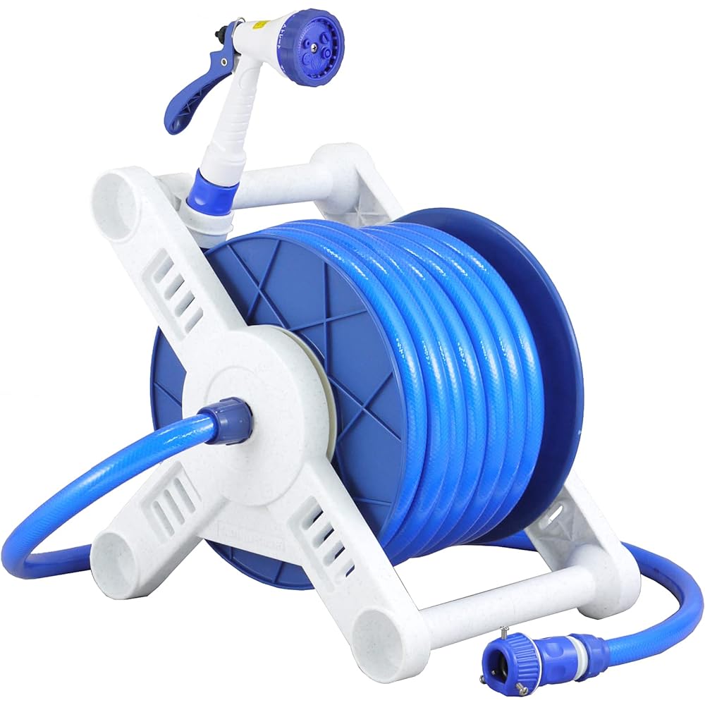 Sanyo Kasei Varna Reel 15mm pressure resistant marine blue hose 20m stone grain V5W-F206R