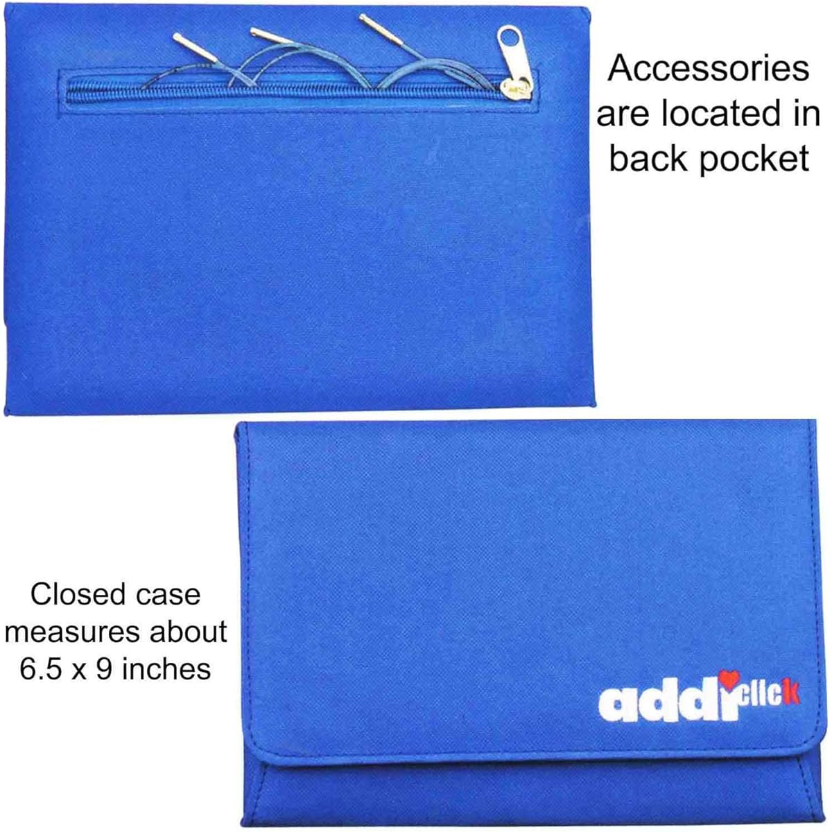 addi Knitting Needles Interchangeable Click Rocket 2 Square Standard Long Tip (5") Ergonomic Lace Set with Skacel Blue Cable Bundle and 1 Artsiga Craft Project Bag