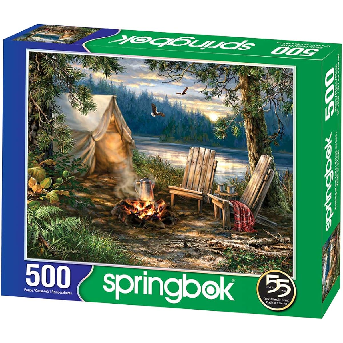 Springbok's 500 Piece Jigsaw Puzzle Evening at the Lake - Unique Cut Pieces