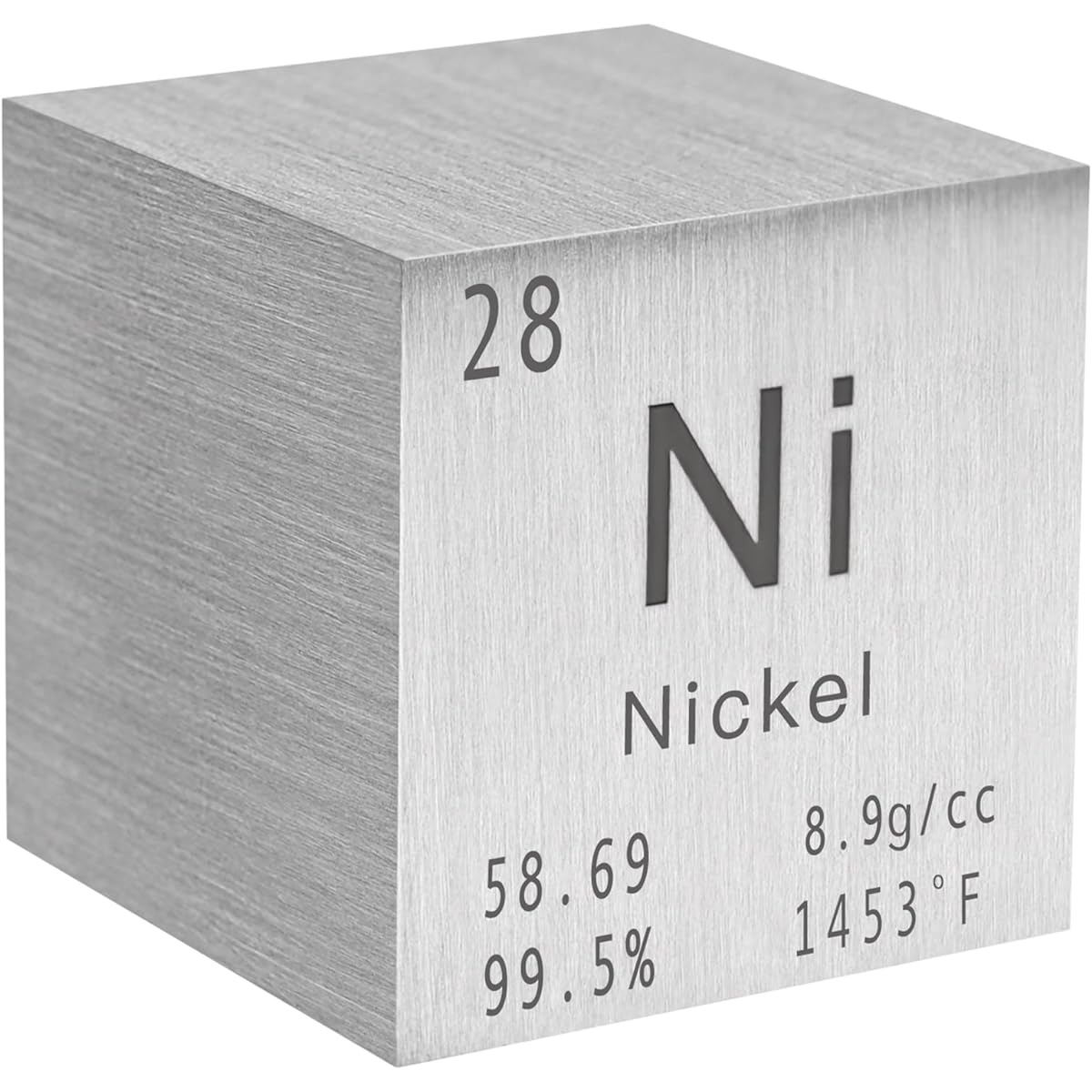 STPCTOU Nickel Cube Pure Metal High Density Cube Laser Engraved Cube for Element Collection Lab Materials Periodic Table of Elements Collection DIY Teacher Science Creative Gifts (Nickel 1 inch)