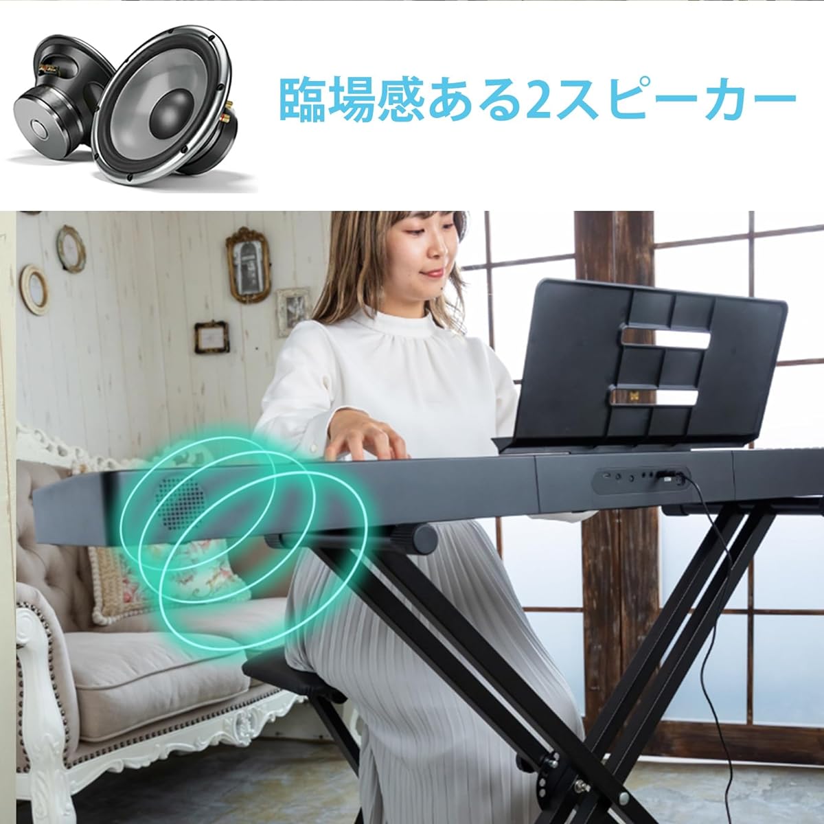 Carina Electronic Piano 88 Keyboard Keyboard Lightweight Slim Rechargeable Pedal Earphone MIDI Beginner (Black)