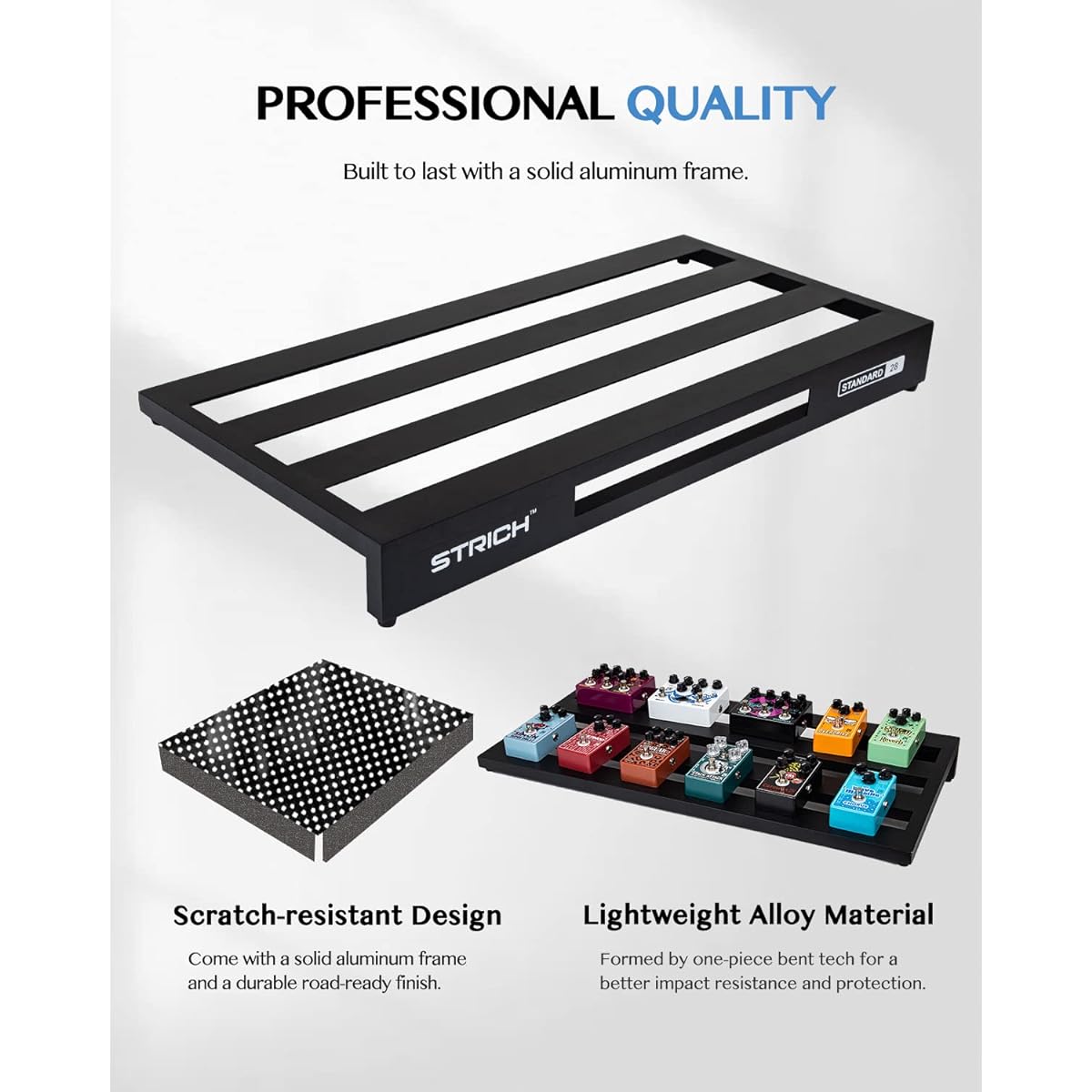 STRICH Guitar Pedal Board Aluminum Alloy 1.47KG Lightweight Pedal Board 72 x 35CM Extra Large Effector Board with Carry Bag STANDARD 28 (Angle)