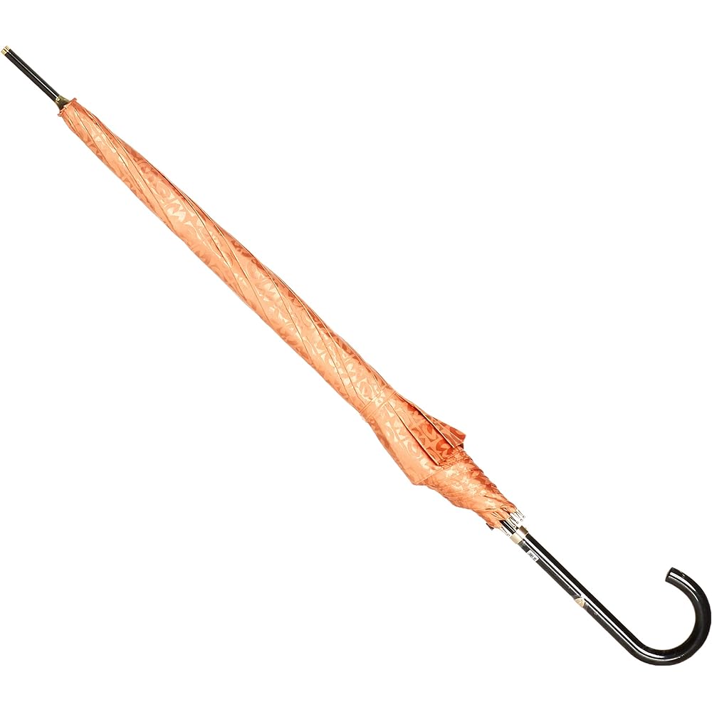 [Moonbat] Women's Long Umbrella Mila Schon Logo Jacquard Women's Umbrella Long Umbrella Windproof Umbrella Jump Umbrella Women's Light Orange Rim Length: Approx. 60cm