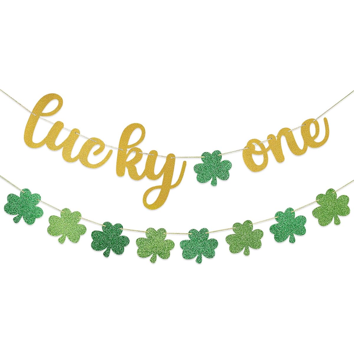 St. Patrick's Day Lucky One Banner, St. Patrick's Day First Birthday Party Decorations, Lucky Four Leaf Clover Shamrock Banner, 1st Birthday Party Decorations Supplies