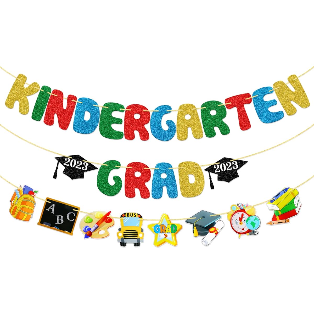 Kindergarten Graduation Banner, Stick On Kindergarten Graduation Banner, Preschool Kids Congratulations Banner, Class of 2023 Graduation Party Decorations
