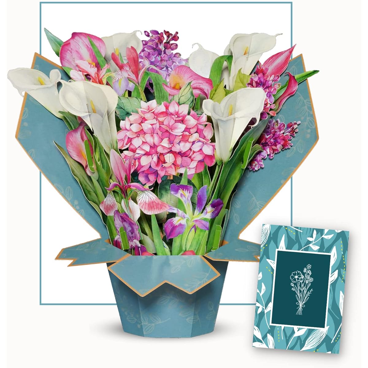eGoHi Paper Flower Bouquet Card Pop Up Card 11" with Note Card and Envelope - Calla Lily