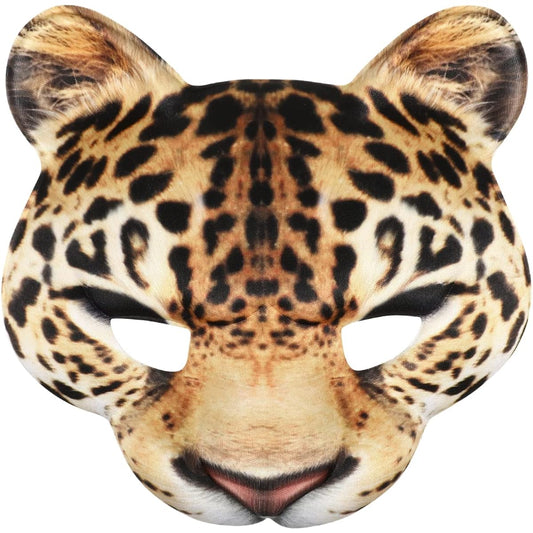 Abaodam Halloween Leopard Print Half Face Mask Masquerade Cat Mask Animal Cosplay Mask Halloween Carnival Party Costume Supplies