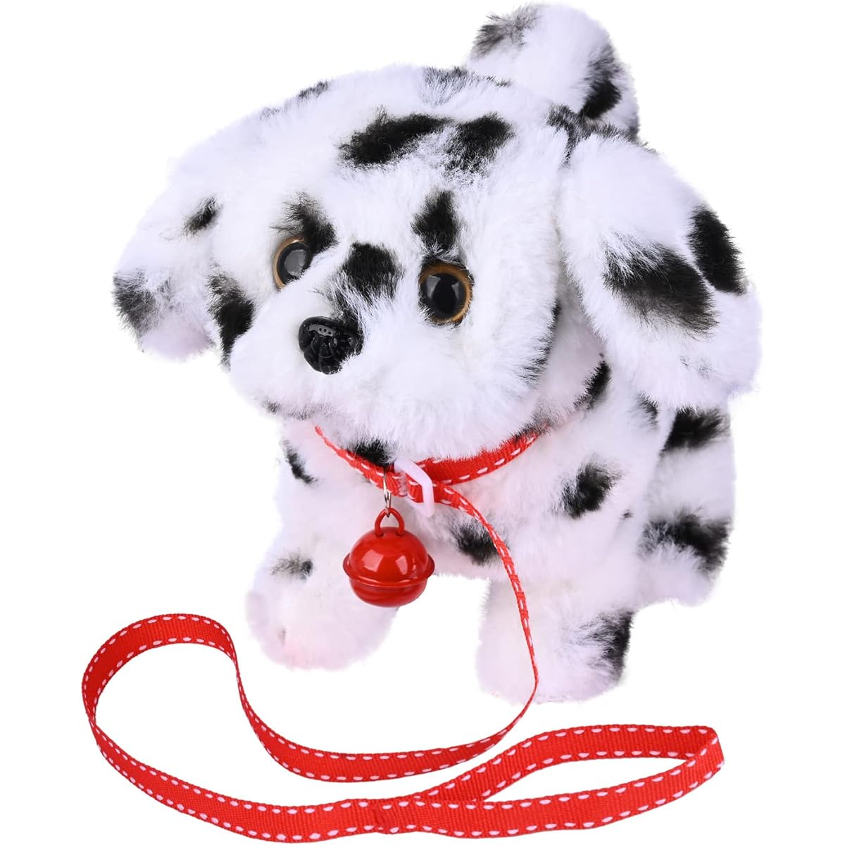 WorWoder Stuffed Animal Teddy Toy Puppy Electronic Interactive Pet Dog - Walks, Barks, Wagging Tail, Stretching Companion Animal for Kids (Dalmatian)