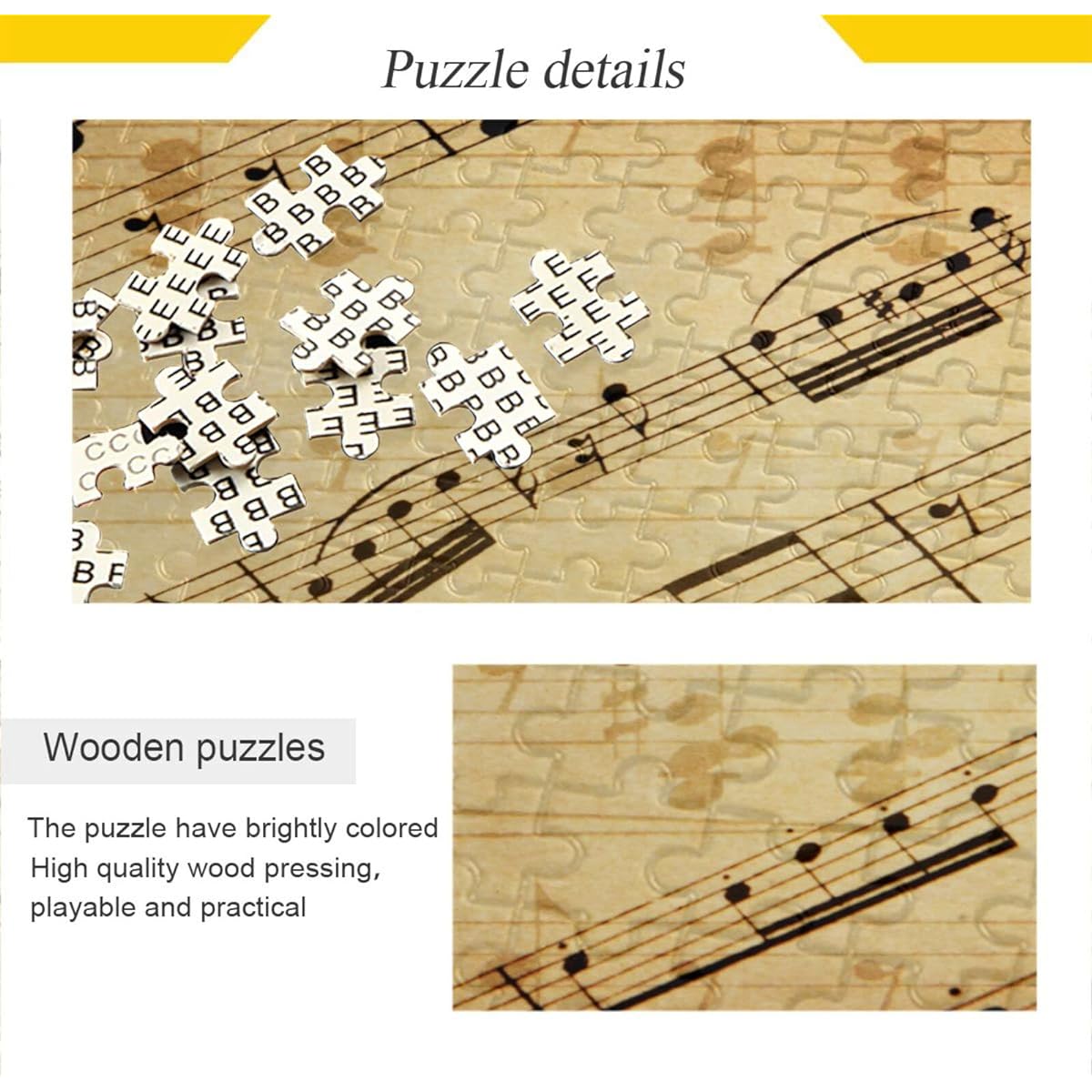 xigua Puzzle 1000 Piece Vintage Music Sheet Wooden Jigsaw Puzzle for Family Games, Perfect for Teens and Adults