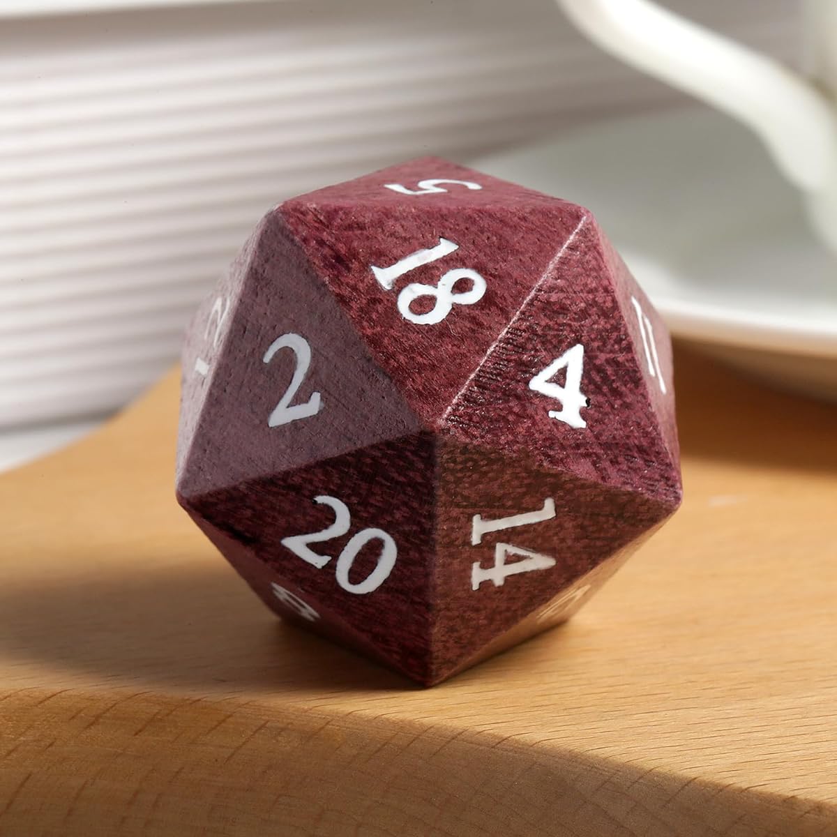 D20 Dice Wooden DNDND 33mm Large Wooden DND Dice Dungeons & Dragons (Purple Heart) with Gorgeous Gift Box