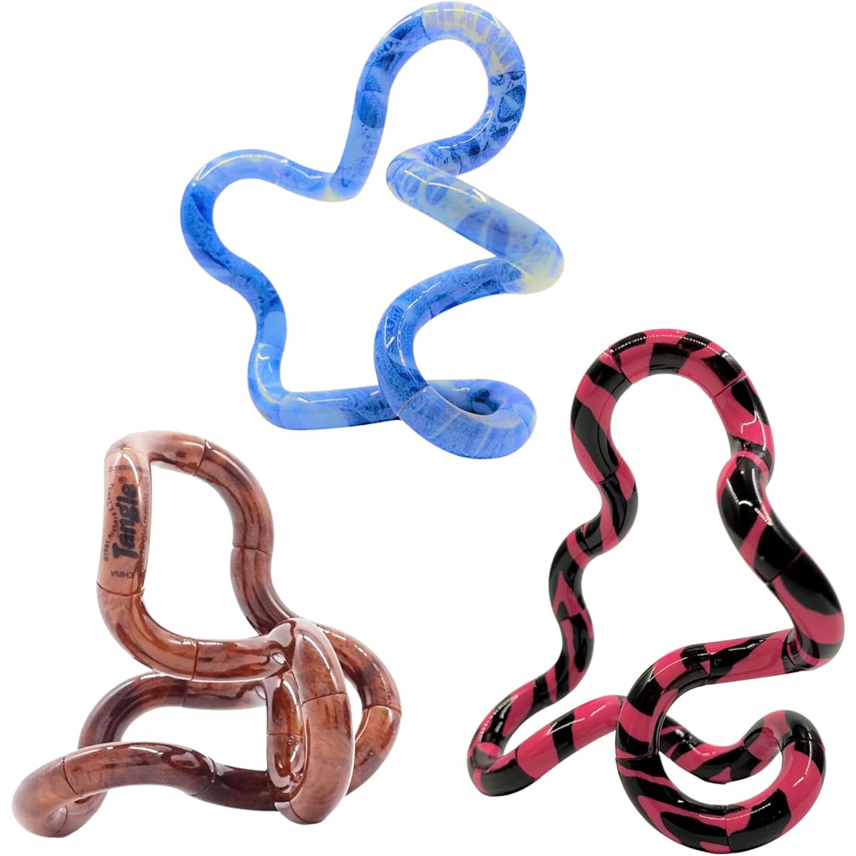 Tangle Jr. Masterpiece (3 Pack) - Maple Splashes Strike Artistic Patterns Unique Fidget Experience - Play at Work, School or Meetings - Twisted Fidget Toys for Kids and Adults