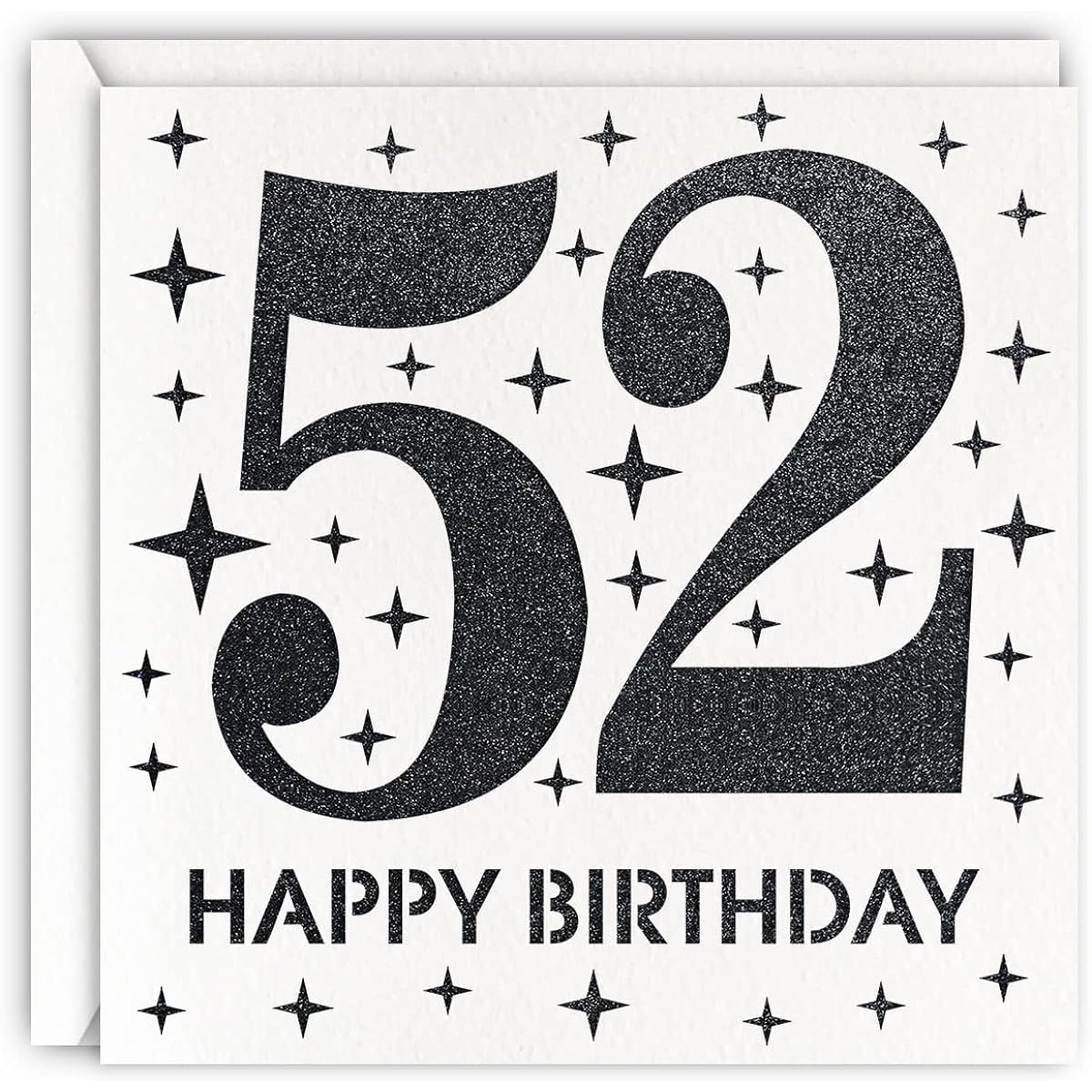 Black 52nd Birthday Card Laser Cut Glitter for Women and Men 52 Years Old Gift for Husband, Brother, Father