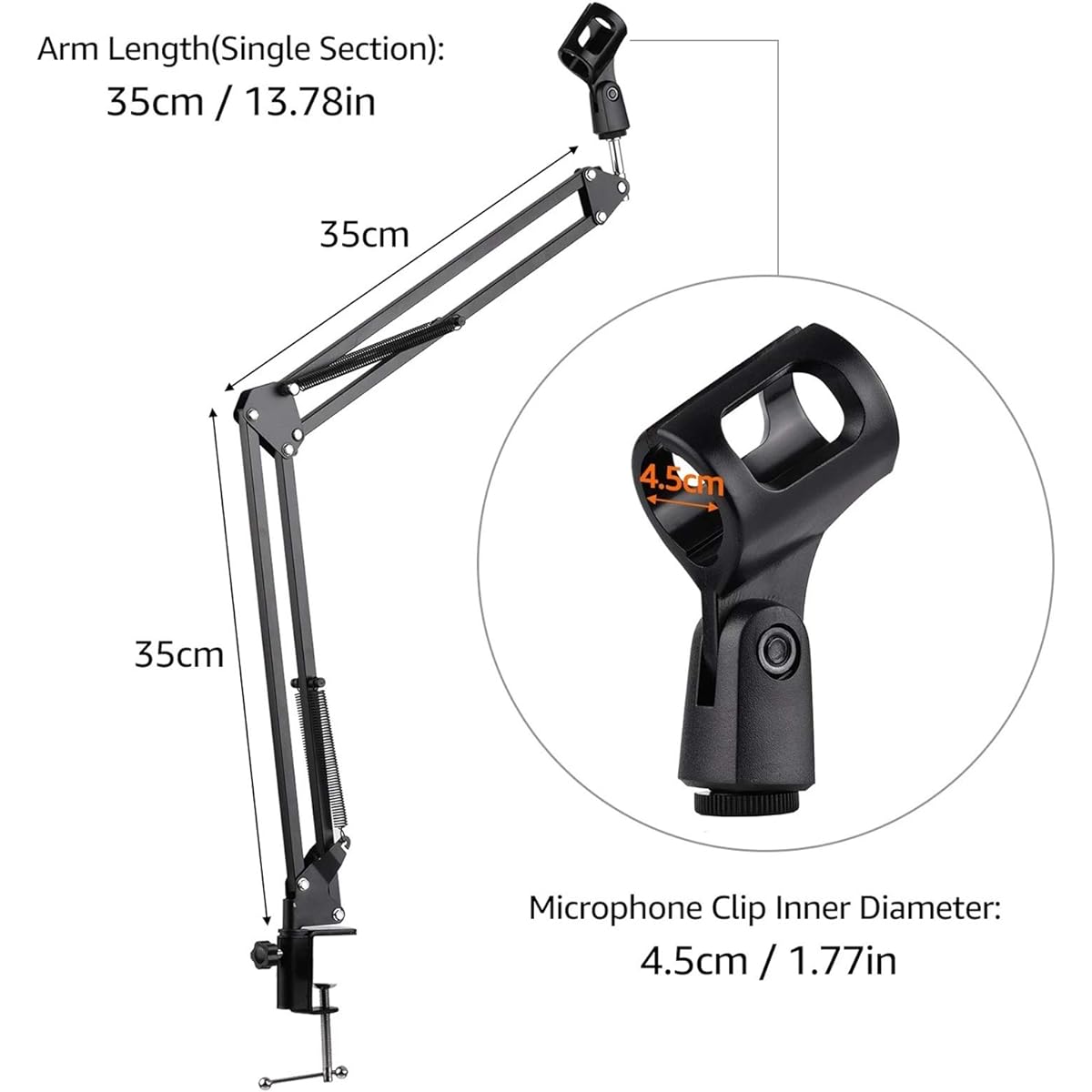 Microphone Stand Table Lazy Bracket Microphone Stand Holder with Extendable Arm for Gaming, Chatting (Color: Black, Size: One size)