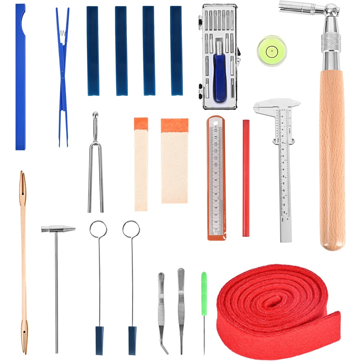 Tipatyard Piano Tuning Kit, 36 Piece Piano Tuner Kit with Piano Tuning Wrench, Professional Piano Tuning Tool Set