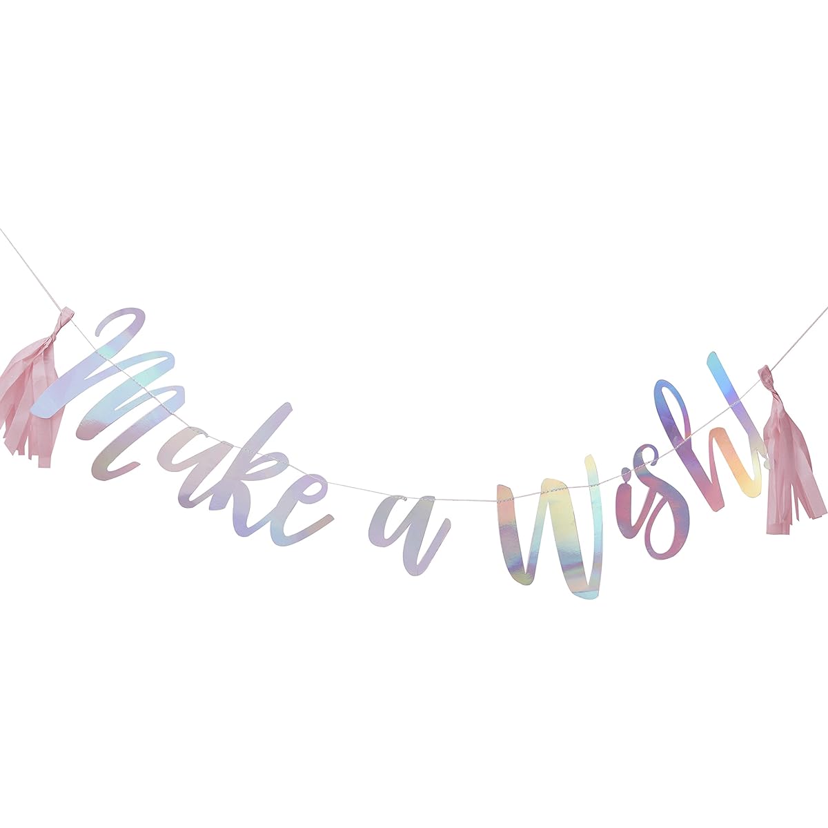 Ginger Lei Iridescent Foil Make a Wish Birthday Party Banner 1.5m