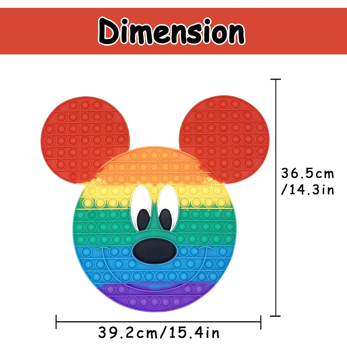 QETRABONE 30 Jumbo Pop Push Toy Giant Sensory Bubble Stress Toy (Cartoon Mouse)