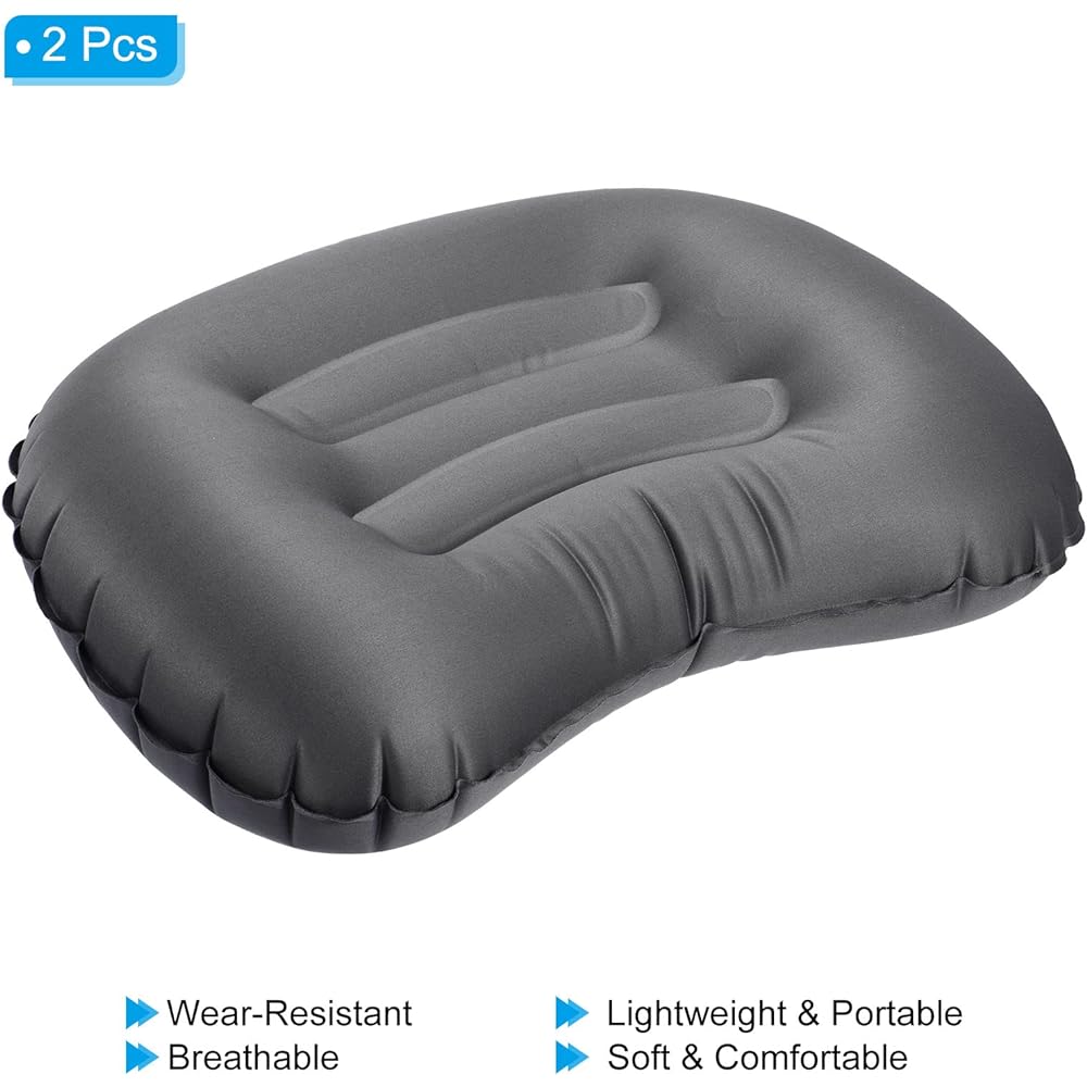 PATIKIL 2pcs Inflatable Pillow Large 43 x 32 cm Ultralight Camping Travel Pillow Desk Rest Cushion Sleeping Pillow for Hiking Backpacking Office Gray