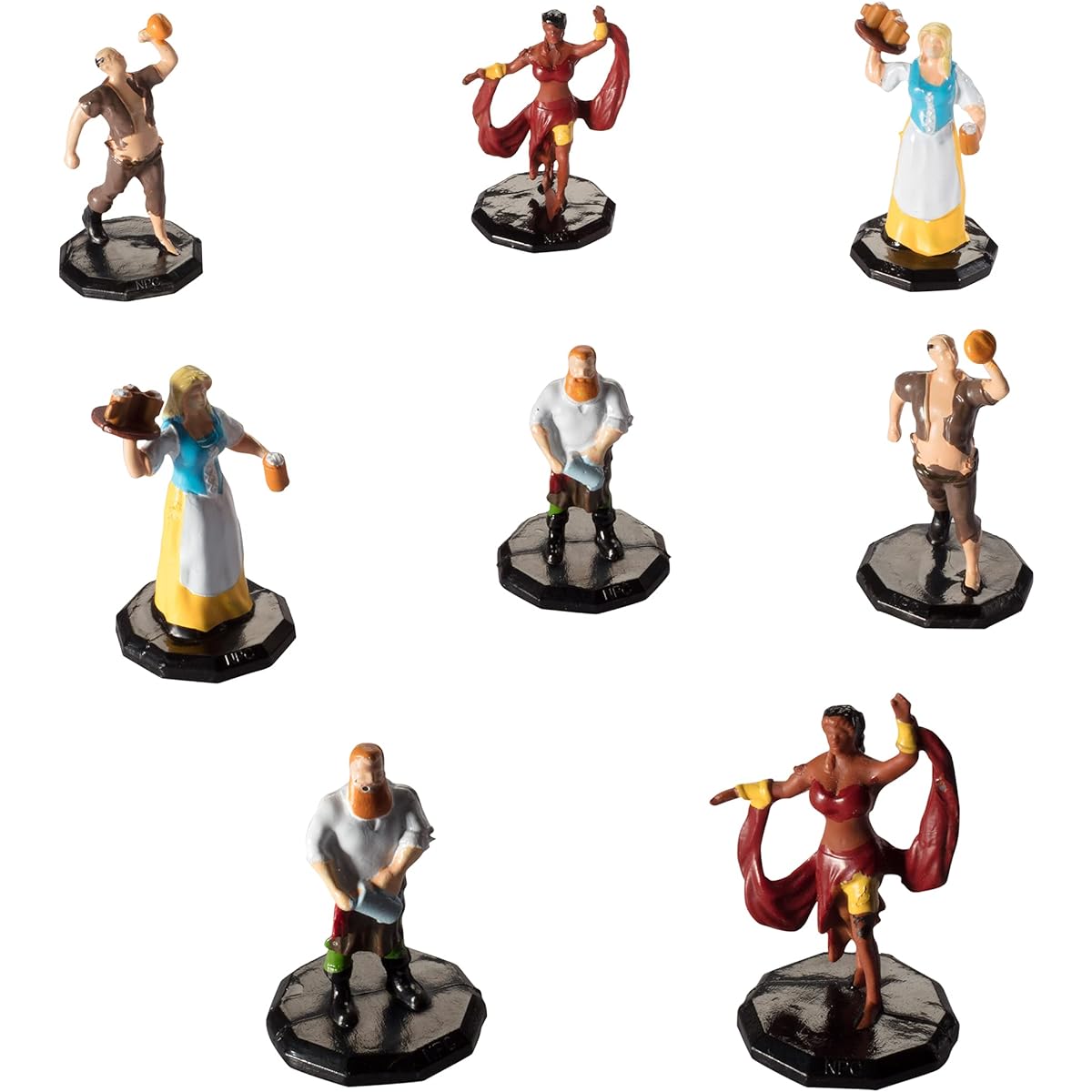 Monster Townsfolk Mini Fantasy Figures - Hand Pub Workers Non-Player Characters NPC Miniatures - 1" Hex Size for DND Dungeons & Dragons Pathfinder All RPG Tabletop Games