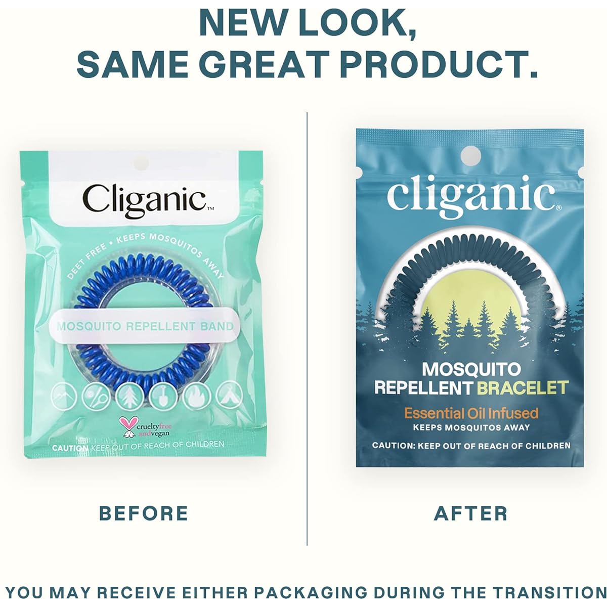 Cliganic 25 Pack Mosquito Repellent Bracelets, DEET-Free Bands, Individually Wrapped (Packaging May Vary)
