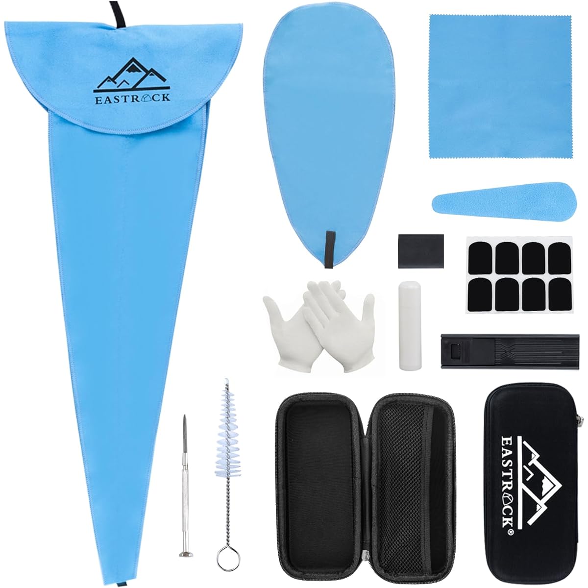 EastRock Saxophone Cleaning Kit Tool with Reed Case Slam Rest Mouthpiece Brush Mini Screwdriver Nylon Strap Cleaning Cloth 9 in 1