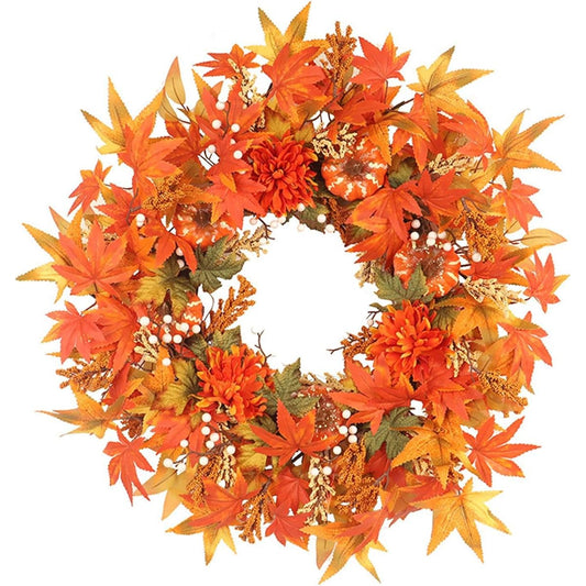 dant Autumn Front Door Wreath Halloween Wreath Maple Leaf Wisteria Ring Door Charm Door Hanging Welcome Wreath Thanksgiving Christmas Decoration Front Door Wall Hanging Garden Decoration Flower Gift Christmas Halloween Wreath Autumn Winter Seasonal Goods