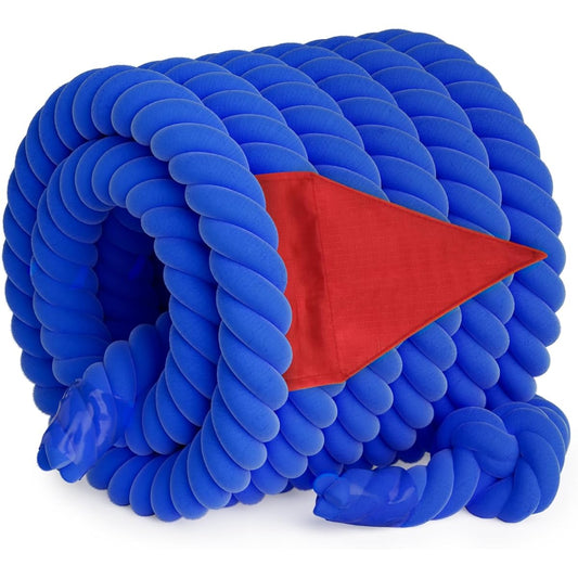 Tag o Tug of a War Rope for Kids and Adults - Flagged War Rope for Outdoors, Carnival, Lawn, Field, Team Building Games, Safety Cord for Schools and Churches, Blue, 25 Feet