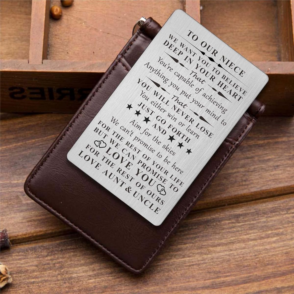 TGCNQ Niece Gifts from Aunt - Engraved Wallet Card for Niece - Graduation Gifts for Niece from Aunt - Niece Birthday Christmas Card Gifts from Uncle