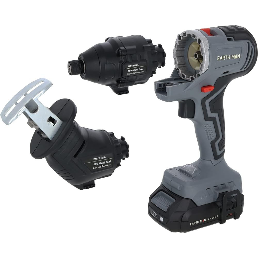 Takagi SHARE LINK 18V Rechargeable Multi-Tool Set Brushless Equipped with EARTH MAN [Various DIYs in One] [Impact Driver + Electric Saw] [Drilling, Screw Tightening, Cutting] SL-18BMTL-AS Power Tools Many Function Circular saw Chainsaw Jigsaw Sander