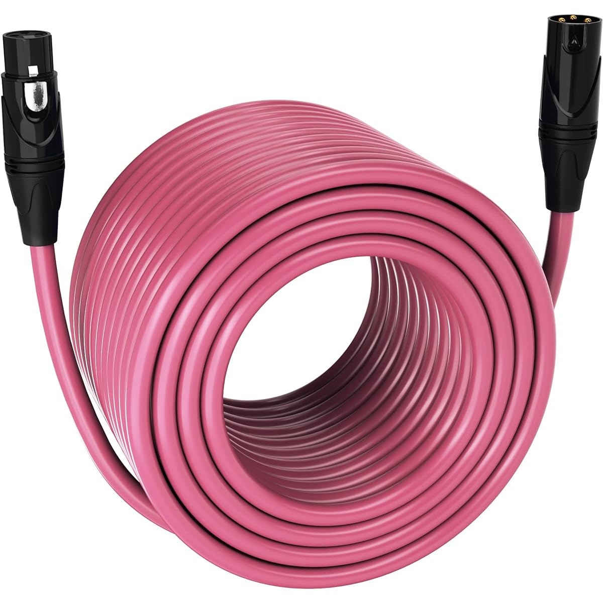 LyxPro 300ft XLR Microphone Cable Balanced Male to Female 3-Pin Mic Cord for Powered Speakers, Audio Interfaces, Professional Pro Audio Performance and Recording Devices - Pink
