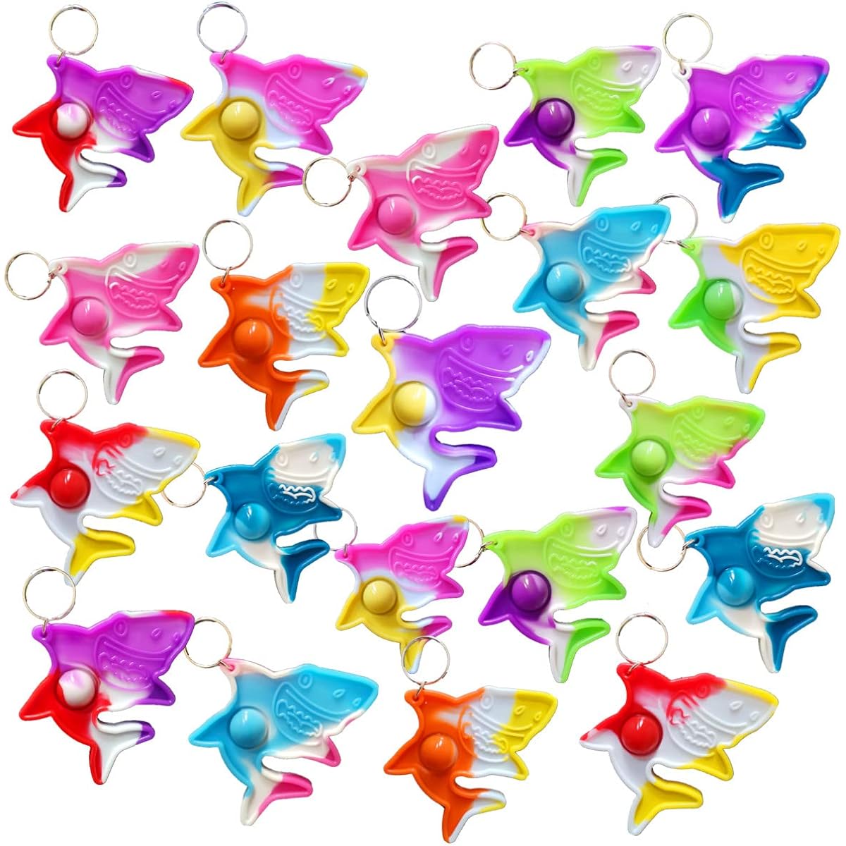 Roaqua 30 Pack Bulk Mini Pops Shark Fidget Gifts for Holiday Boys Girls Kids Party Supplies Class Students Prizes
