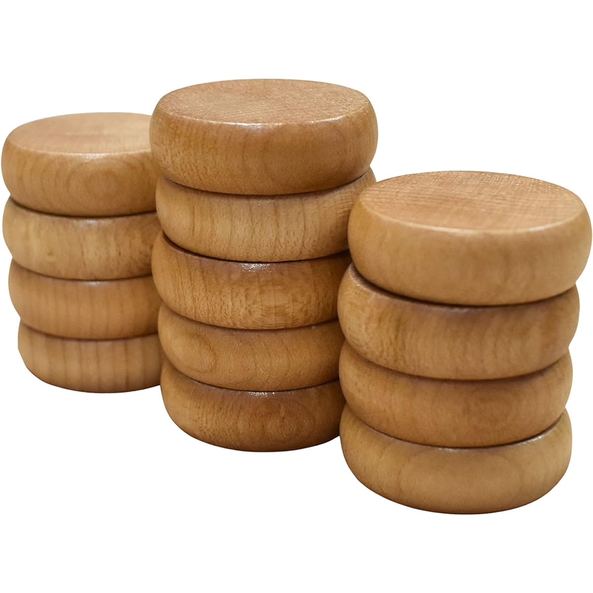 Half set of 13 natural wood tournament size crokinole discs