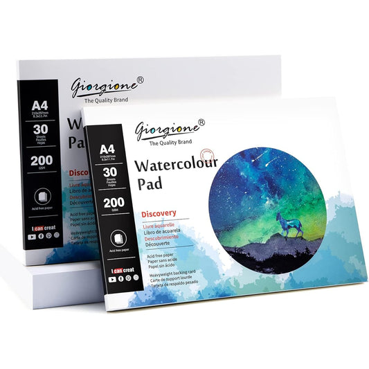 Arcaro Watercolor Paper Pad, 2 Pack, 200gsm, A4 8.3"x11.7", Total 60 Sheets, Acid Free for Wet Media Paint Paper Pad