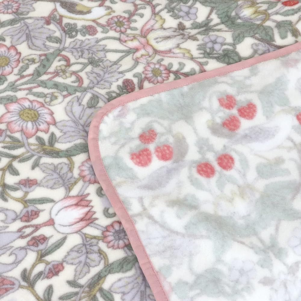 Romance Kosugi Made in Japan Cotton Blanket (Fuzz) V&A (Victoria and Albert Museum) Strawberry Thief Half Size Pink