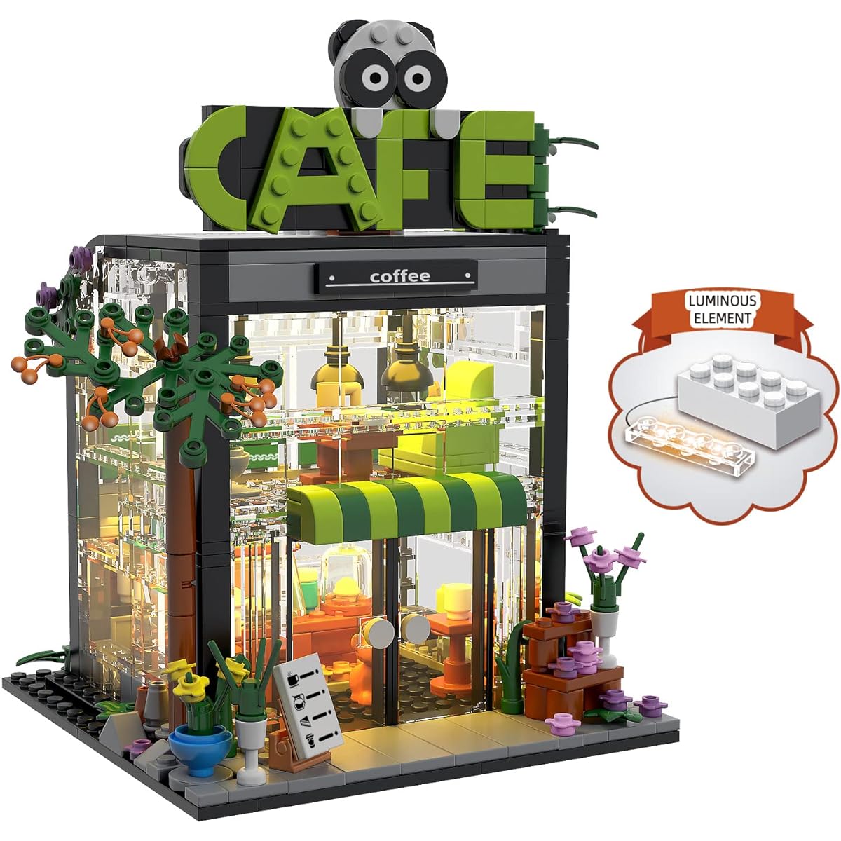 PinkBee Friends Flower House Building Blocks Set 2022 Girls Coffee Shop Greenhouse Cafe Apartment Bricks Kit with Lights Christmas Christmas Birthday Gift for Adults Kids 6+ 6-12 8-12 7-9