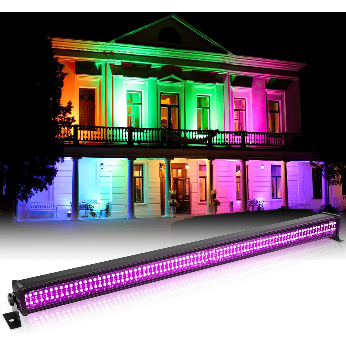 Stage Light Bar 336 LEDs 80W RGBW DJ Light Bar Wash Light Wall Washer Strip DMX Control DJ Stage Lighting for Indoor Disco Party Church Birthday Bar Wedding