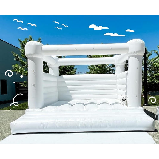 13x13ft White Bounce House Inflatable White Bounce House with Blower for Adults Kids Birthday Wedding Bounce House with Certificate