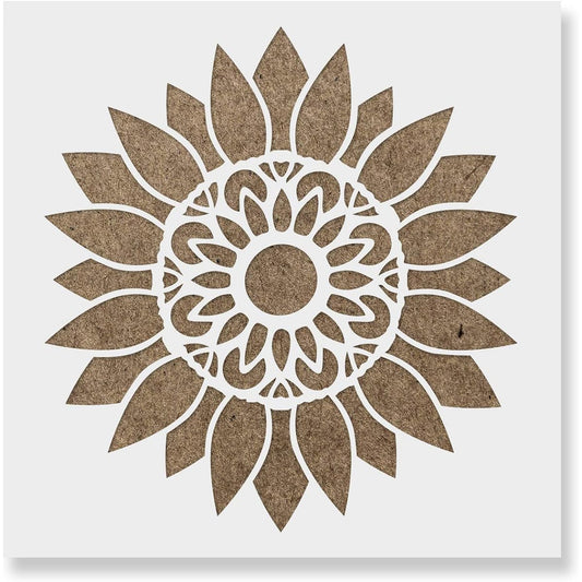 Mandala Sunflower Stencil - Reusable Stencil for Painting - DIY Mandala Sunflower Home Decor