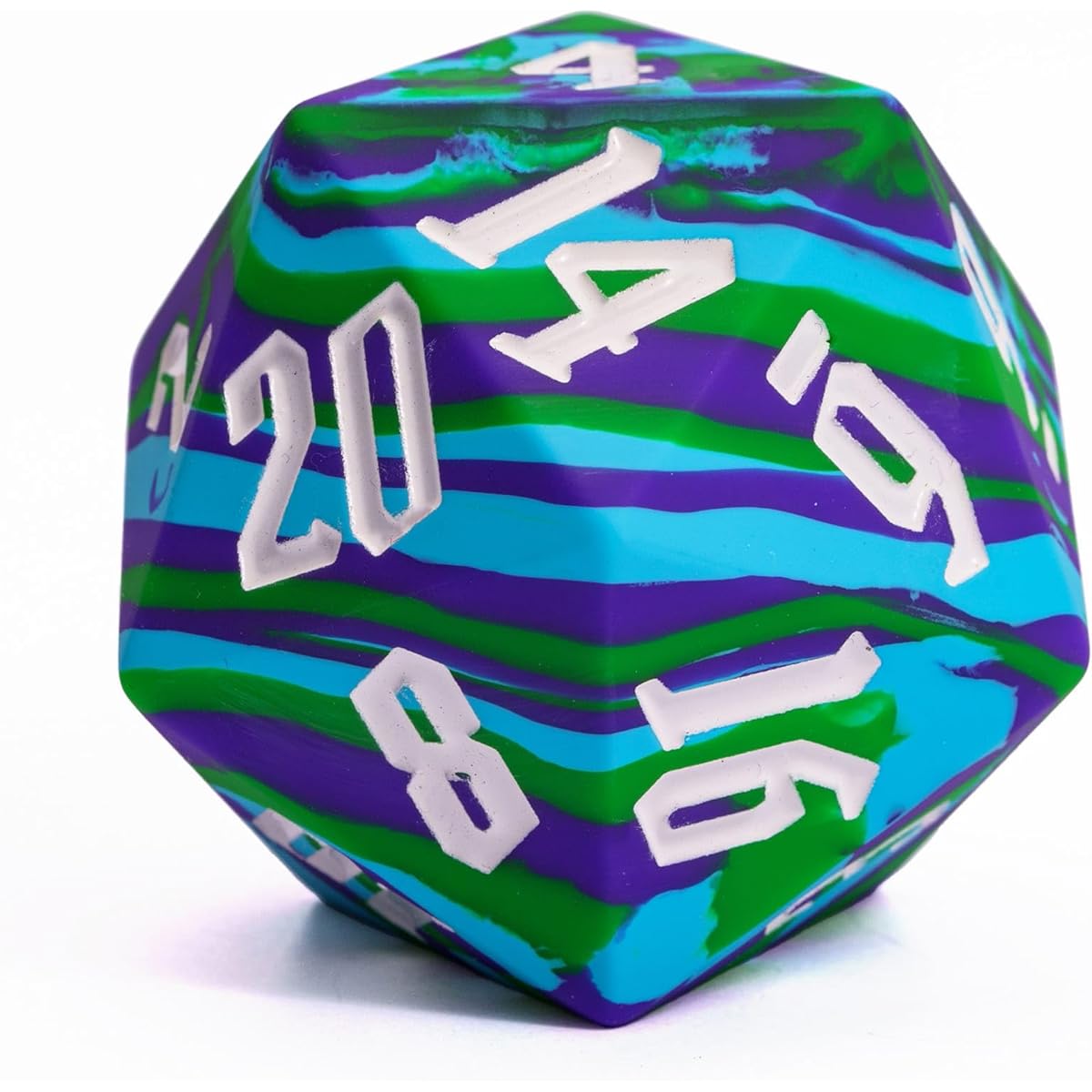 IUSTIDIE Silicone 55mm D20 Single 20 Sided Dice Giant D20 Large D20 Camouflage Color Soft & Comfortable Touch Perfect Bouncer for D&D RPG Bar Pub Club Party Game (Tri-Color Camo)